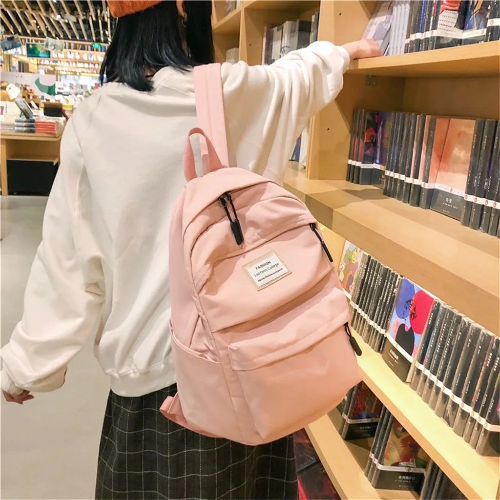 Женские нейлоновые Водонепроницаемые рюкзаки, рюкзаки для путешествий, портативный рюкзак с большой вместительностью, Одноцветный Повседневный Рюкзак, школьная сумка
