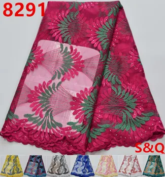 

High quality 5yards african french lace fabric with net lace fabric african tull lace fabric for nigerian wedding dress 8291