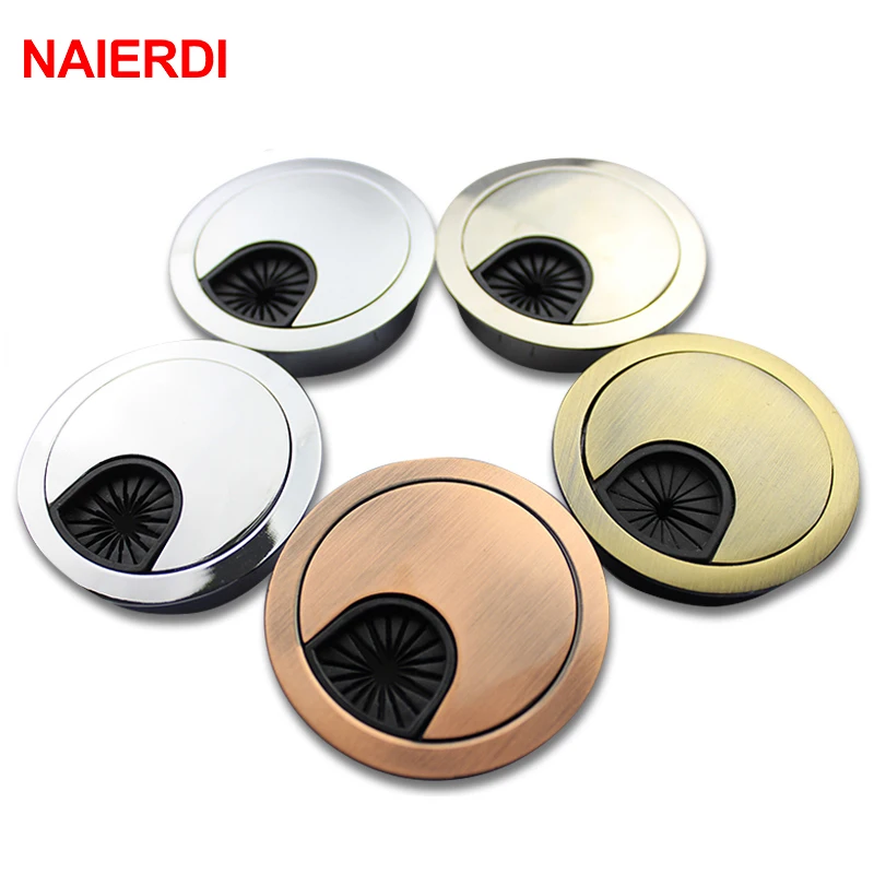 

4PCS NAIERDI Zinc Alloy Wire Hole Cover Base Computer Desk Grommet Table Cable Outlet Port Surface Line Box Furniture Hardware