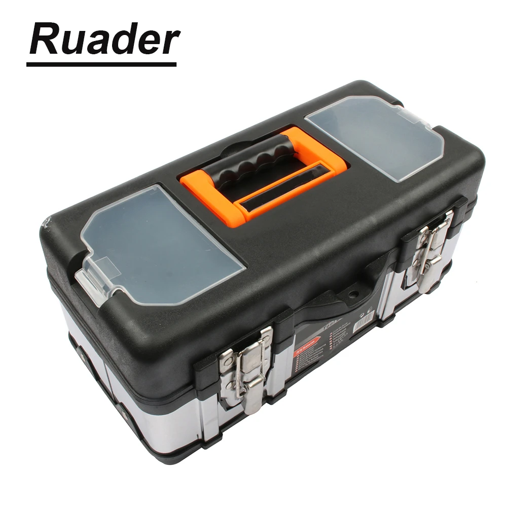 Portable Large stainless steel toolbox household maintenance