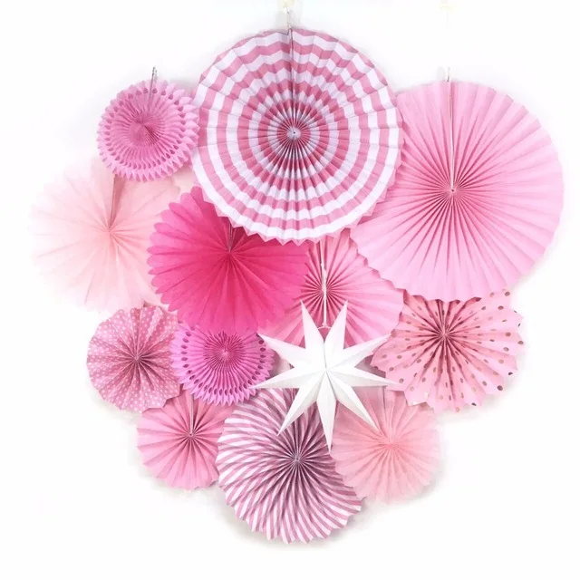 New Orange Set Paper Crafts Home Hanging Decoration Party Birthday Wedding Baby Shower Sunshine Bright Color Paper Fan - Цвет: style 18