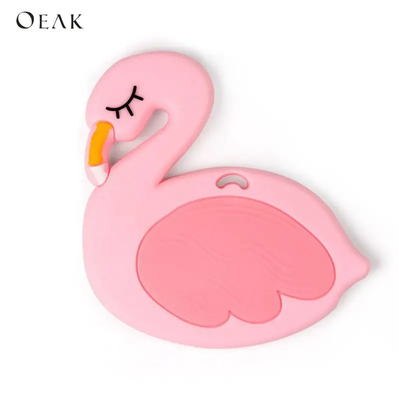 

Oeak 1 Pc Flamingo Silicone Teether Baby Teether For Baby Toys Pacifier Clips Accessories BPA Free Teething Toy Pacifier