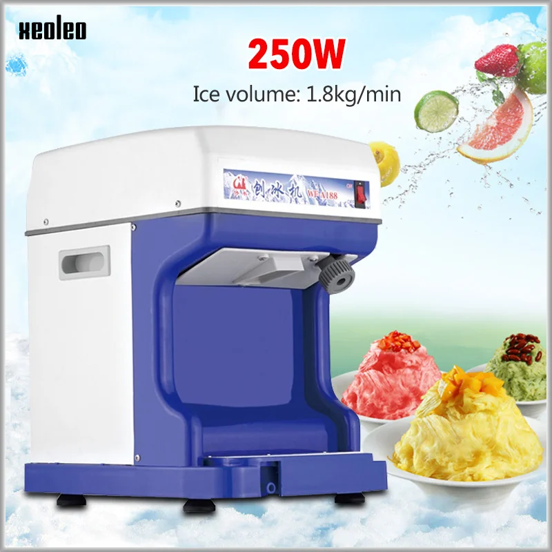 Xeoleo Commercial Ice Crusher Automatic Snow Cone Machine Cube Ice Shaver 220v/110v 1.8kg/min