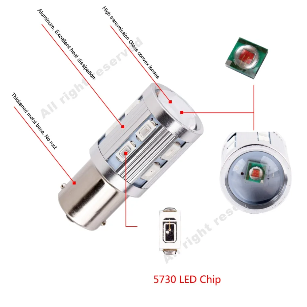 1156 BA15S 12 SMD 5730 светодиодный чип p21w R5W автомобильная светодиодная лампа задний стоп