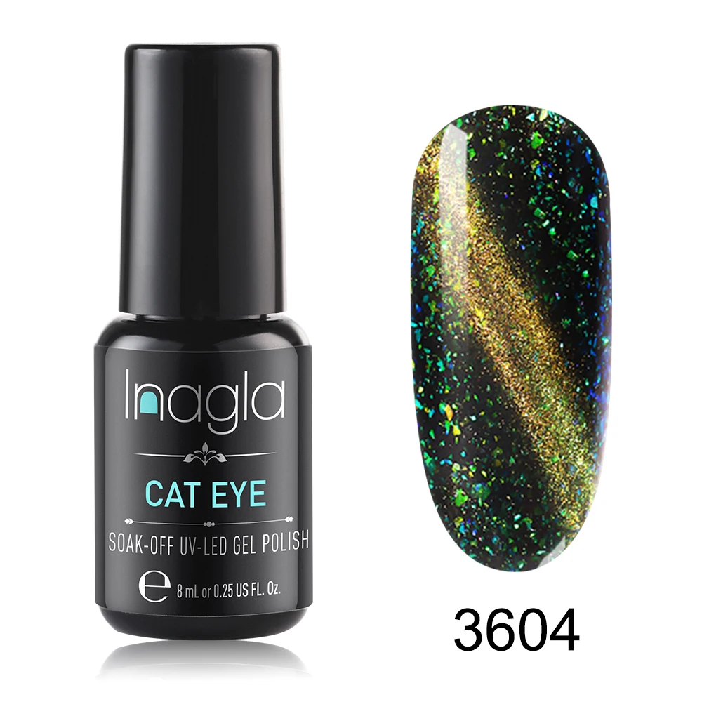 Inagla 8 мл Galaxy лак для ногтей DIY блестящий дизайн ногтей УФ-лампа эффект галактики кошачий глаз Гель-лак для ногтей длинный последний 3D магнитный лак - Цвет: 3604