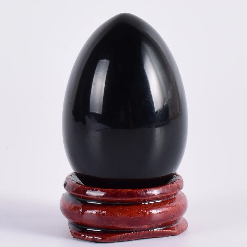 Yoni яйцо натуральный обсидиан массаж набор яиц для массажа разсверливание и деревянная основа Кристалл минеральный шар Кегеля Упражнение тазового пола мышцы вагинальные