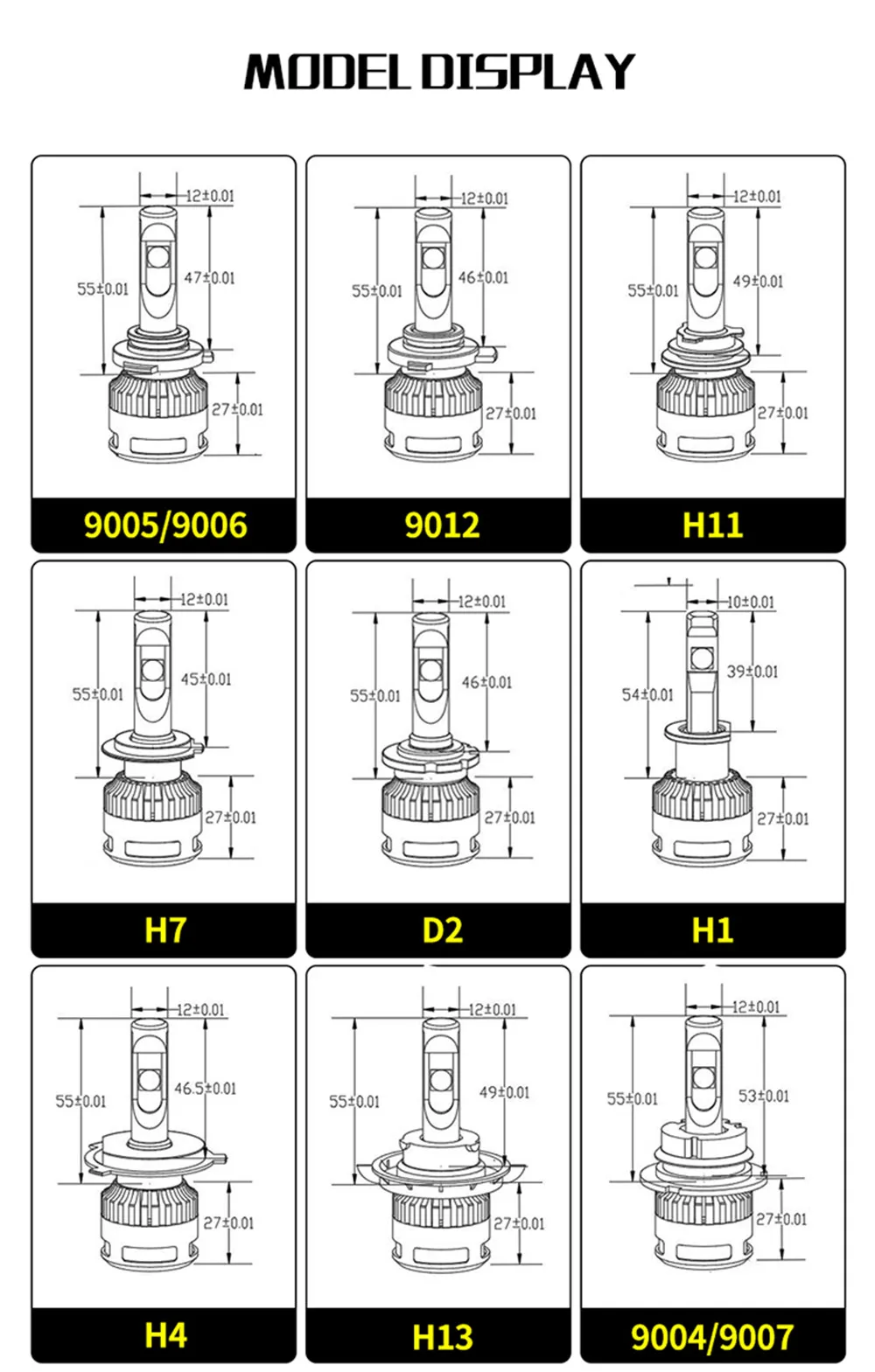 YOTONLIGHT 2 шт XHP70 H4 H7 H11 автомобиля светодиодные фары 110 W 13200LM 9005 9006 9012 H8 H9 HB3 HB4 Hir2 Светодиодная лампа 6000 K 12 V авто