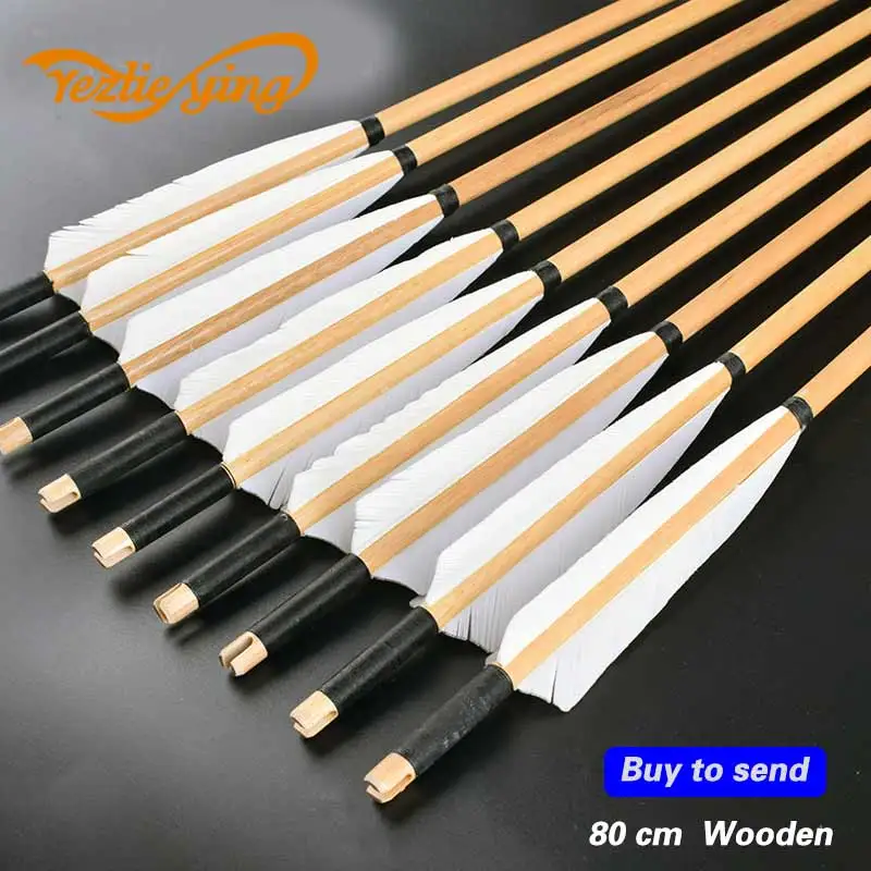 

24pcs/lot 33.5 Inche(85cm) Wooden Arrows Archery Target Arrows with Turkey Feather For Hunting Recurve Bow Arrow