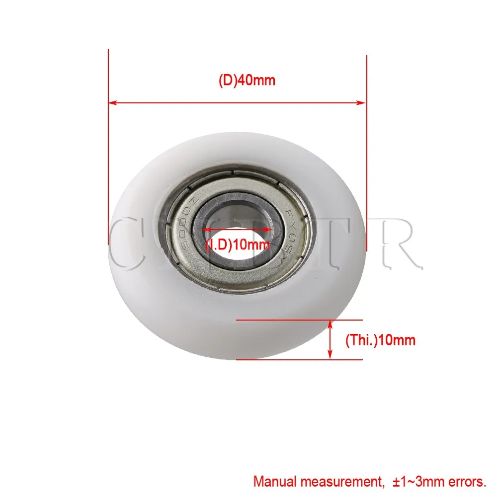 4x CNBTR 10x40x10 мм белый пластиковый подшипник стальной шариковый подшипник направляющий ролик круглое колесо нагрузка 83 кг для дверного окна