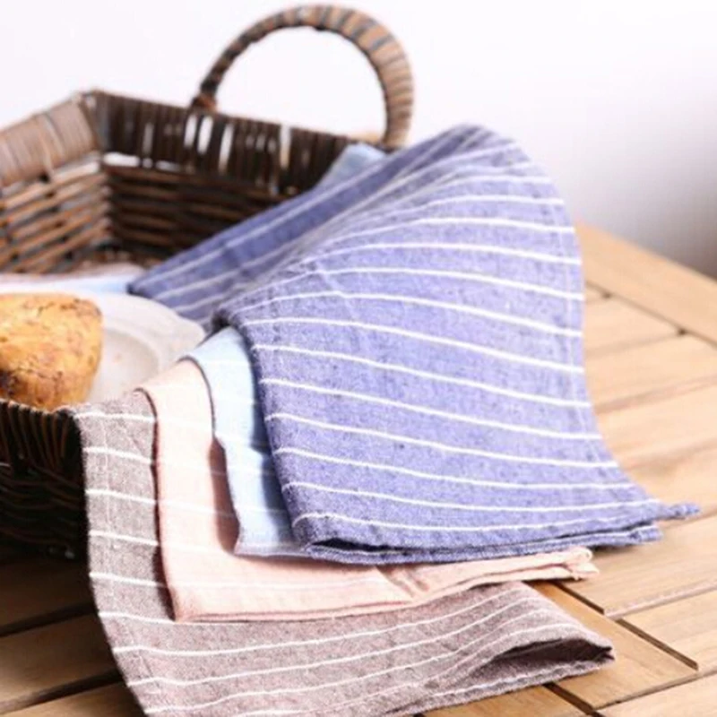 

Cotton Linen Napkins Dining Table Mat Comfortable Striped Napkin Fabric Table Placemats Background Placemat Heat Insulation Mat