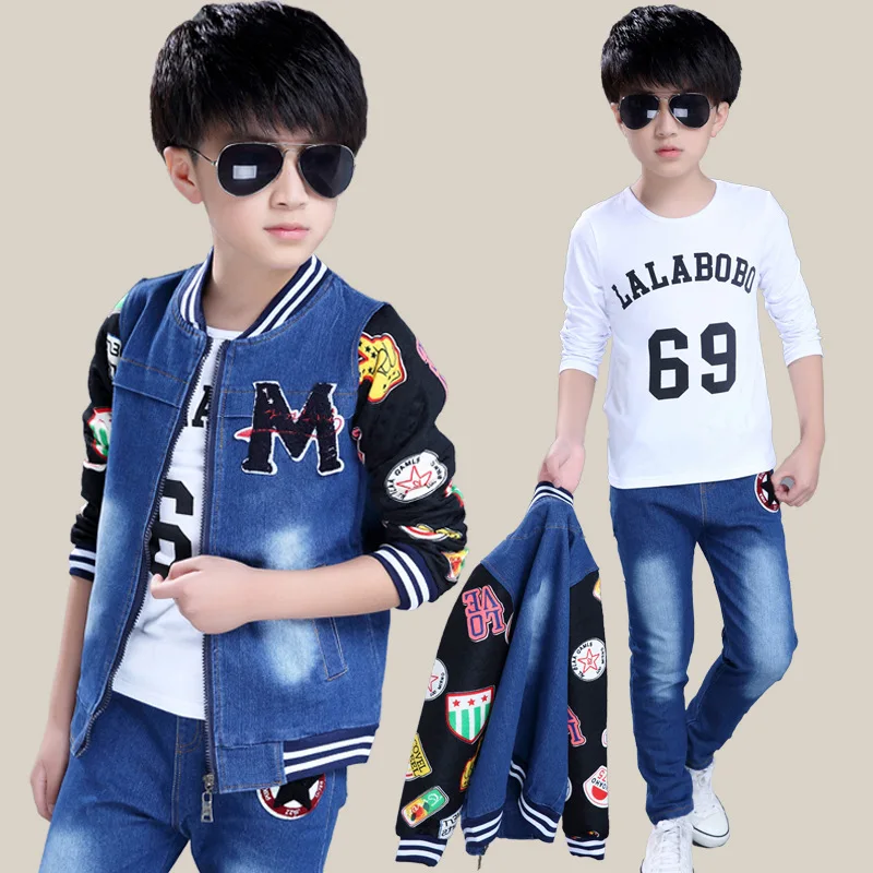 

Children's suits 2019 spring new boys and girls cowboy suits cuhk fashion kids denim clothing sets baby clothes jean body suit