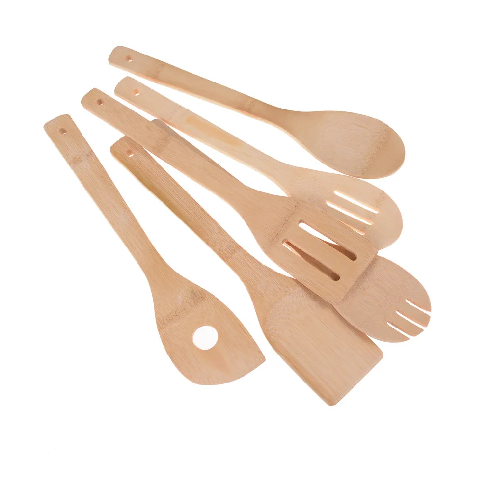 1pc Bamboo Utensil Kitchen Wooden Cooking Tools Bamboo Wood Kitchen Spoon Spatula Mixing Professional