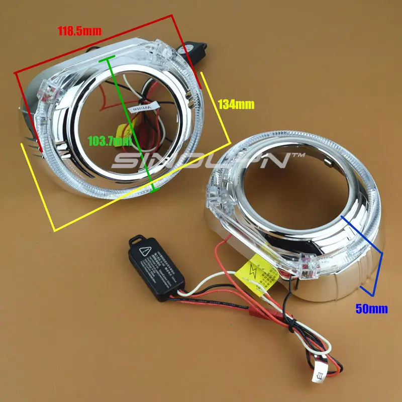 Sinolyn светодиодный светильник для дневных ходовых огней ангельский глаз интегрированный ободок кожухи маски Smax для 2,5 и 3,0 дюймовые линзы проектора bi xenon