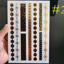 5 шт./лот, дизайн металлическая Золотая татуировка трафареты для краски наклейки с поддельными татуировками