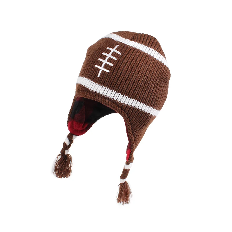 2PCS Kids Beanie Hats Cotton Brown Knitted Hat Gloves Sets Autumn Velvet Boys Girls Skullies Warm Children Winter Earflap Hats (15)