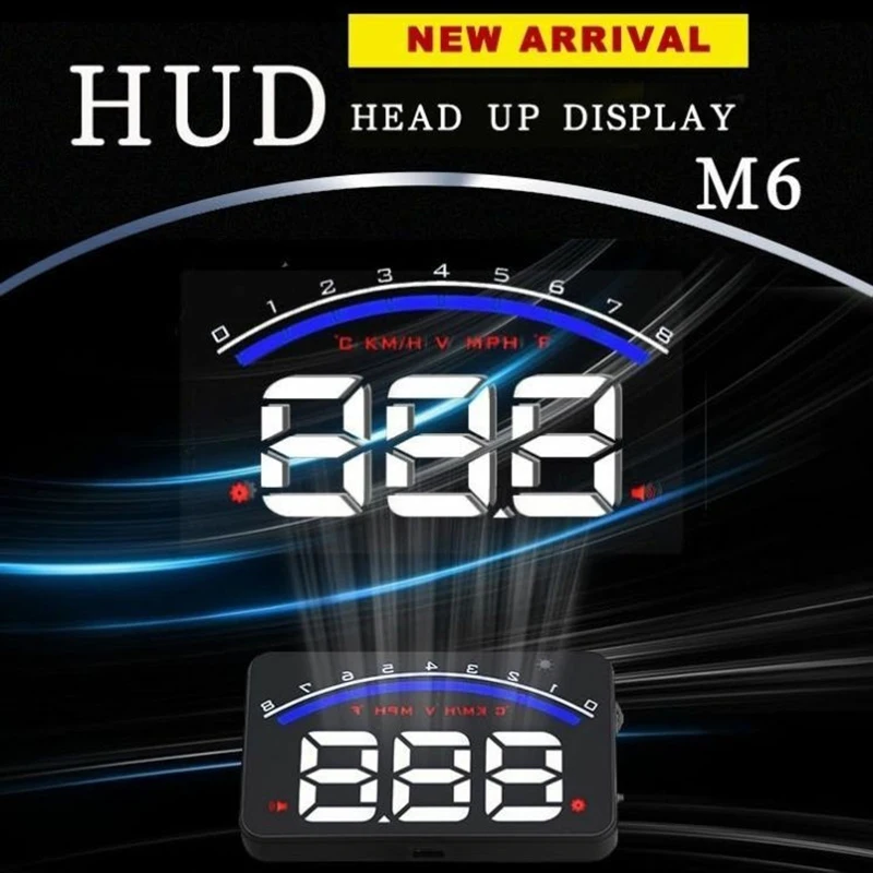 3.5'' Screen Car HUD Head Up Display M6 Water Temperature Auto Electronic Voltage Speed Warning Alarm System Car Accessories