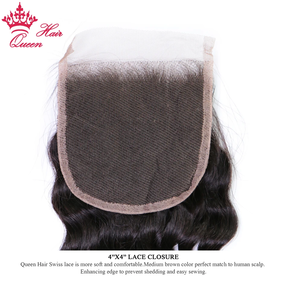 Queen hair Products натуральные синтетические волосы волнистые 4x4 швейцарские кружева часть закрытие перуанские Remy человеческие волосы натуральный цвет Быстрая