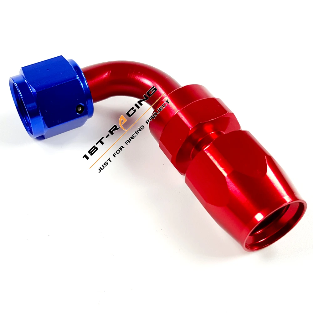 6AN AN6 90 Degree Swivel Oil Fuel Line Hose End Fitting Red Blue on