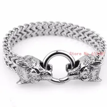 Дизайн ретро браслет с волчьей головой для мужчин трендовые рыцарские винтажные серебряные браслеты из нержавеющей стали ювелирные изделия для мальчиков