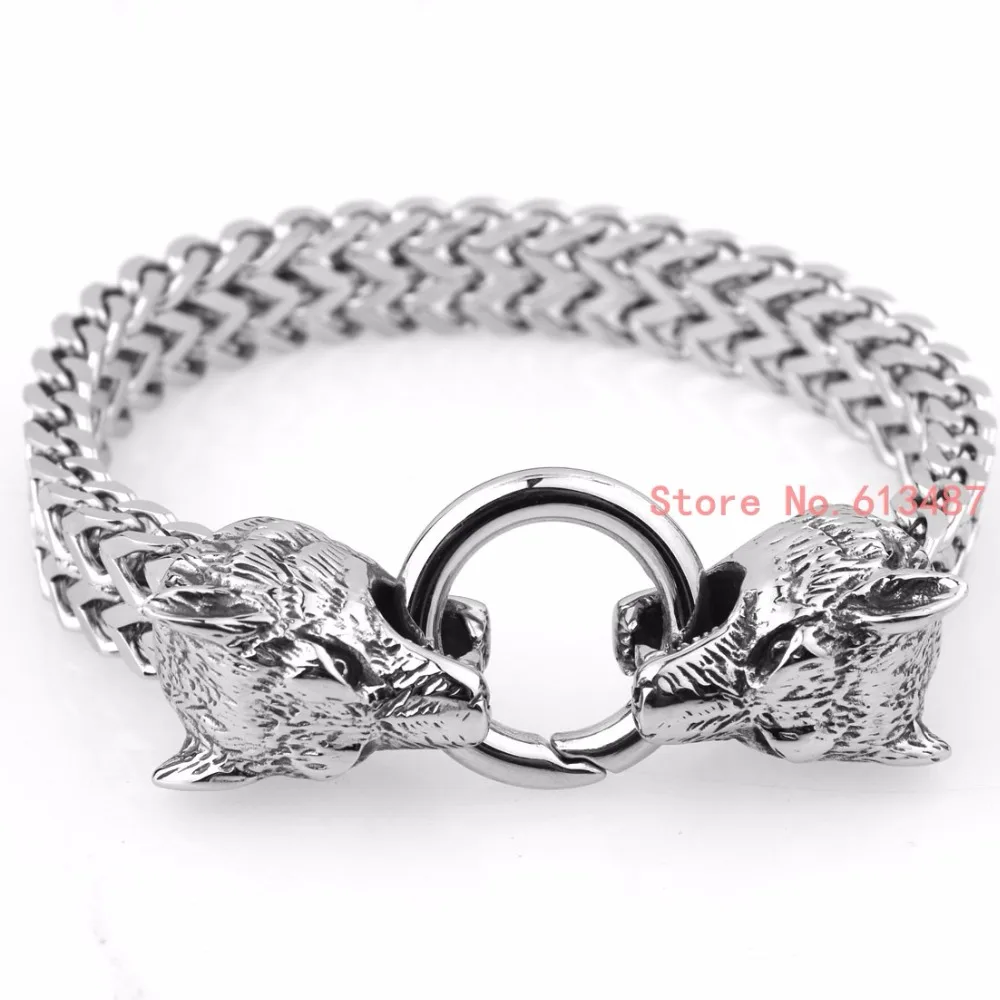 New Design Retro Wolf Head Bracelet For Men Trendy Knight Vintage New Design Retro Wolf Head Bracelet For Men Trendy Knight Vintage Silver Stainless Steel Bracelets Boy Jewelry In Chain Link From