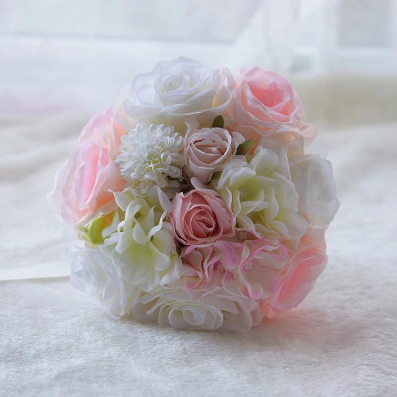 Букет невесты маленькие шелковые свадебные цветы красный белый гортензия Искусственный цветок розы девушка букет в 6 стилей