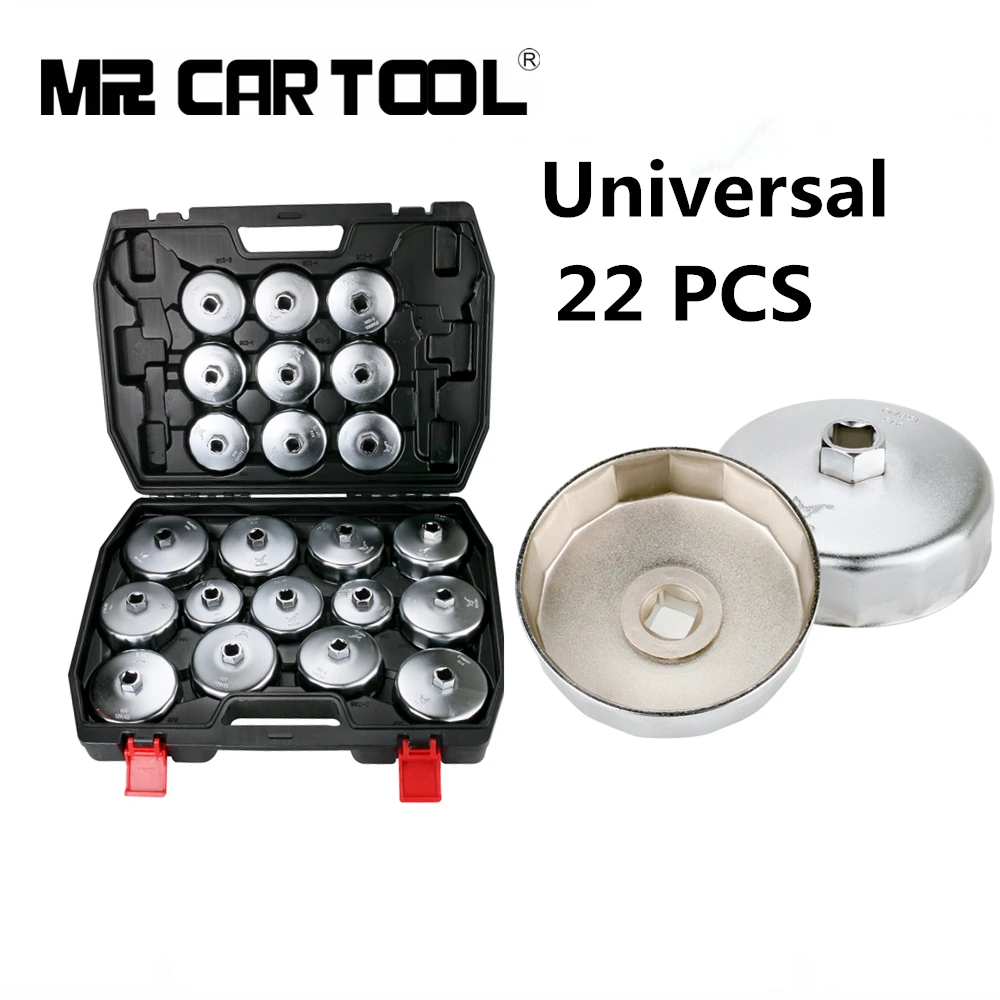 

Universal Car Oil Filter Wrench Cap Auto 22 PCS Set Removing Tool Filter Housing Caps installation Non-Slip 4 Cylinder