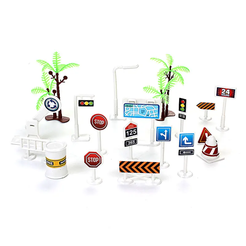 

19PCS/SET 1/64 Road Model Scene RoadBlock Toys For Mini RC Car Track Decoration