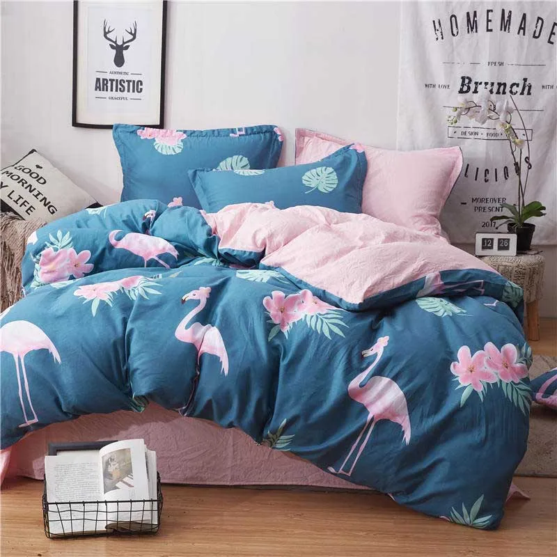 

NEW 100%cotton Bird Flowers Bedding Set Printed Bedspread Bed Sheet twin Queen birthday Holiday gift