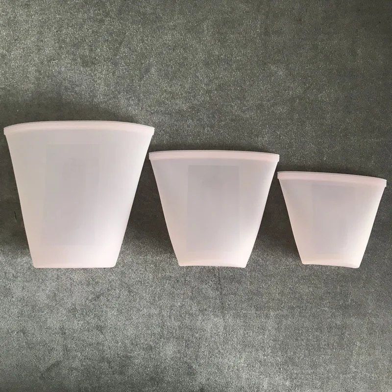 3pcs-Pink-Cup Storage Sealed Dishes Cups Bag Kitchen Accessories 1Set Silicone Fridge Leakproof Reusable Zip Lock Container Stand Up Organizer - Цвет: 3pcs-Pink-Cup