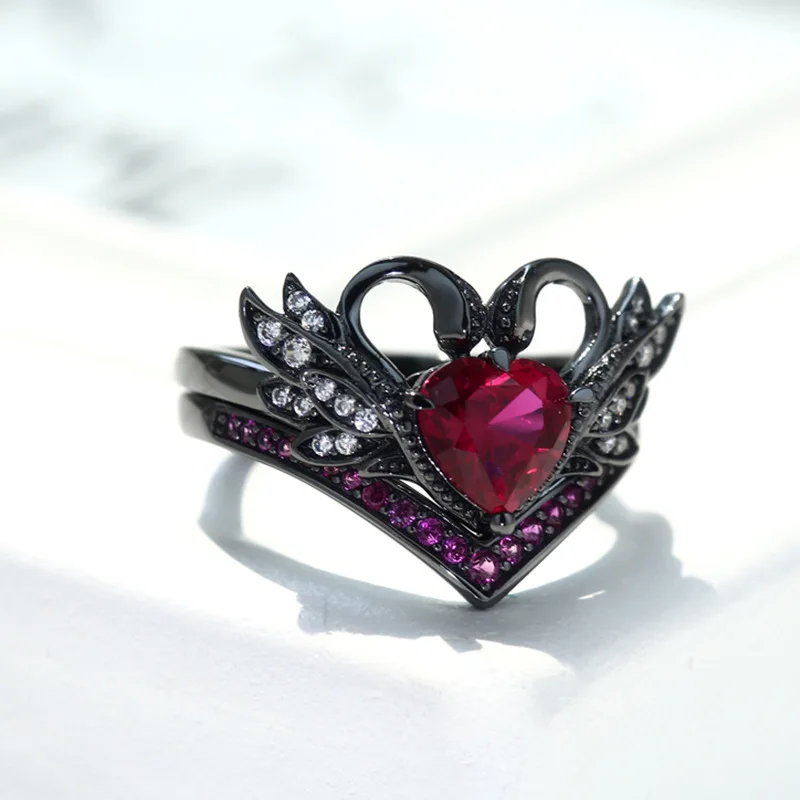 Mossovy Black Swan Zircon Wedding Rings for Women Cubic Zirconia Engagement Ring Fashion Jewelry Bague Femme Anillos Mujer