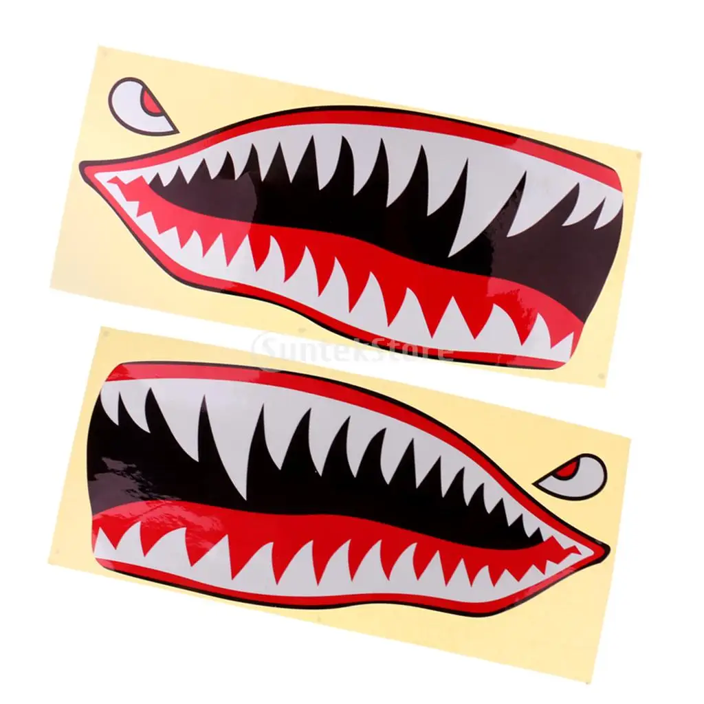 2Pcs 42x18cm Waterproof Shark Mouth Teeth Decals Sticker Fishing Boat Canoe Car Truck Kayak Graphics Accessories
