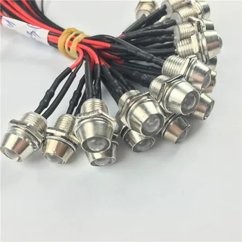

100pcs Pre wired LED Light Lamp Bulb 3mm 18cm Prewired 12V with Chrome Bezel Holder White Orange Red Blue Green Yellow RGB Flash