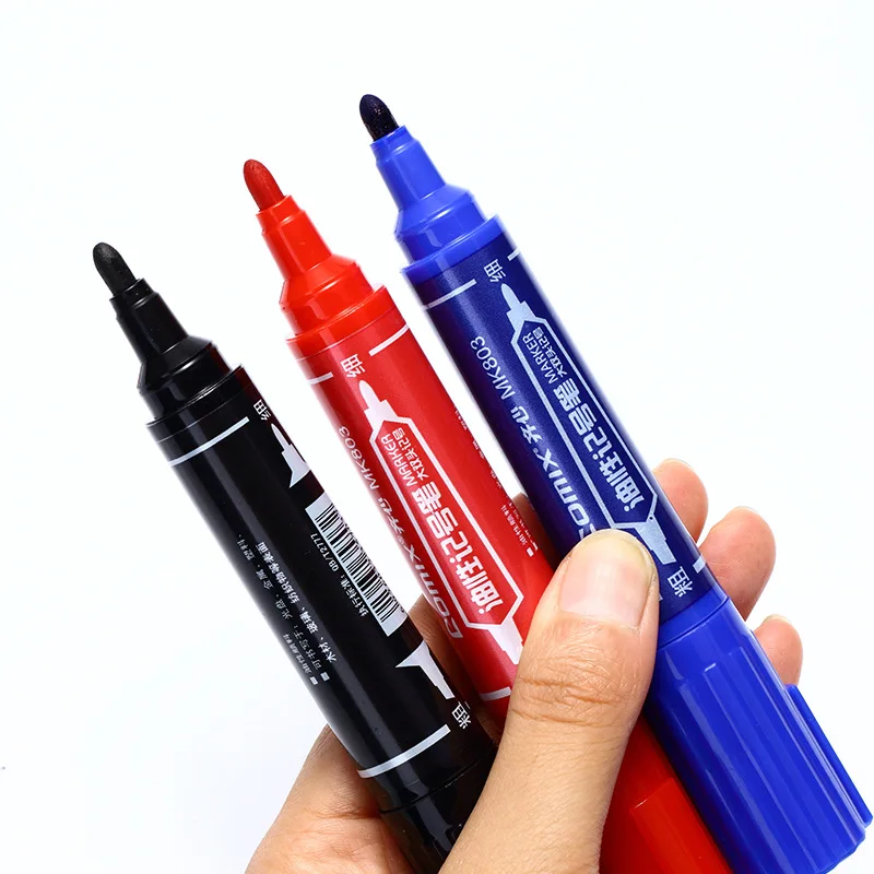 3 Color Double Head Tip Colored Big Marker Pen,Fast Dry Permanent Sign Marker,2/6mm For School Office Drawing Hook Line Marking 12 pcs door hanger sign double side sign door make up room do not disturb signs for hotel room