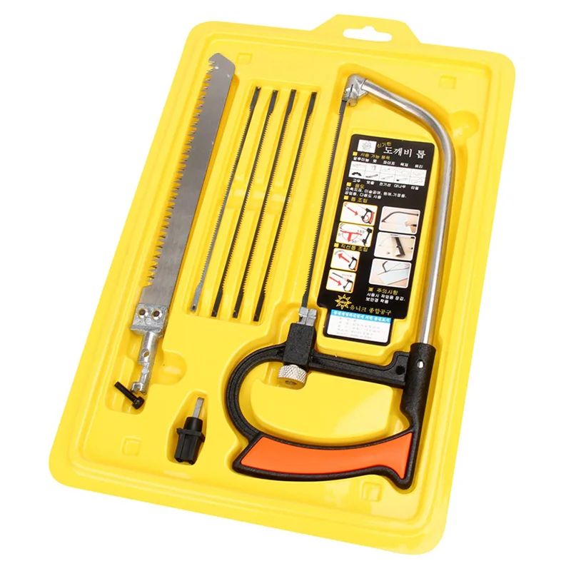 

7 in 1 DIY Hand Saw Multifunctional Small Hacksaw Frame with Hacksaw Bar Model Steel Saw Woodworking Jigsaw Saw Tools
