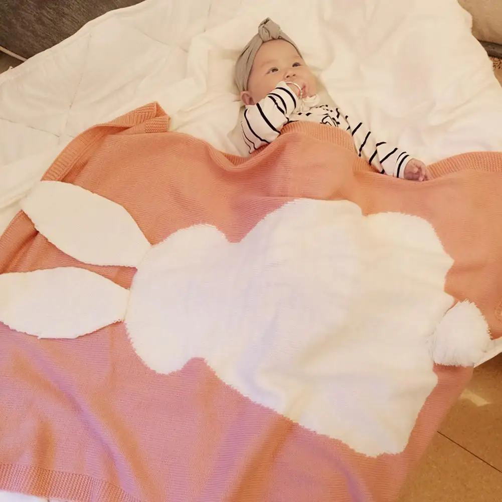 

Children's Rabbit Knitting Blanket Soft Comfortable Air Conditioning Blankets Baby Cute Knitted Nap Blanket For Boys Girls