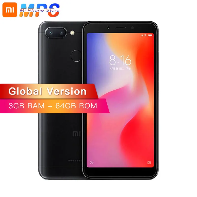 Глобальная версия Xiaomi Redmi 6 3 GB 64 GB телефон P22 Octa Core 5,45 "18:9 полный Экран 12.0MP + 5.0MP 3000 mAh Дело