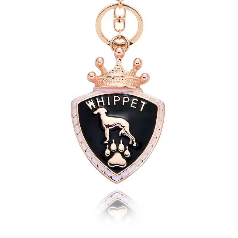 Animal Whippet Keychain Key Rings For Car Gold Color Pet Dog Pendant Bag Charm Men Women Enamel Chain Keyring Trinket | Украшения и