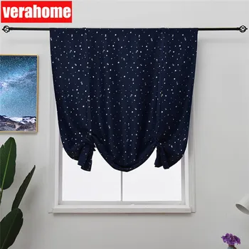 

Stars Blackout Roman Short Kitchen door Curtains For Living Room window valance home
