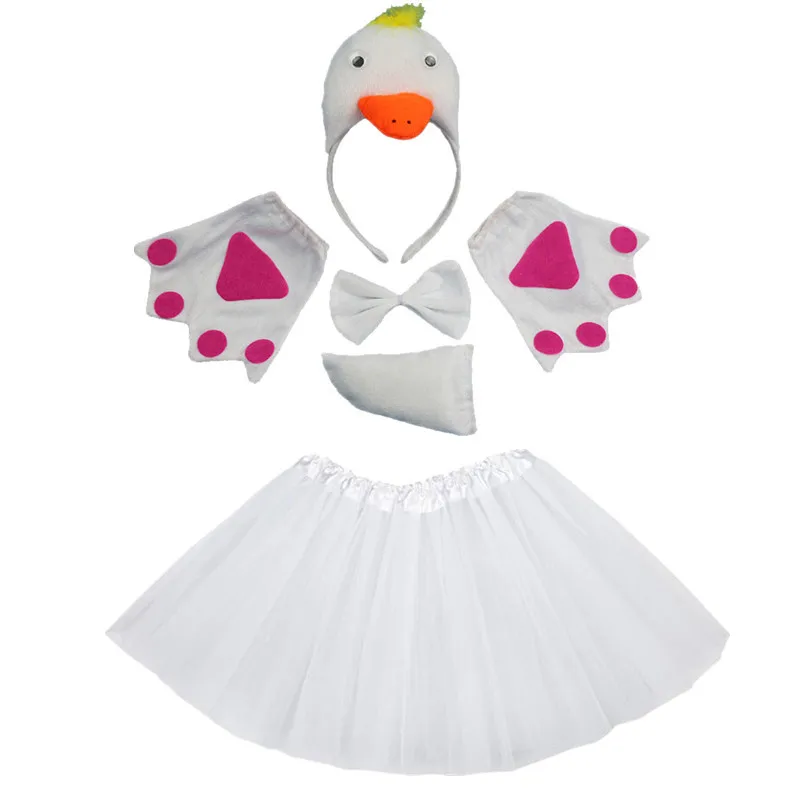 Duck Cosplay Animals Headband Bow Tail Paws Tutu Skirt Set Kids Children Girl Birthday Party Up Props Halloween Christmas Duck Cosplay Animals Headband Bow Tail Paws Tutu Skirt Set Kids Children Girl Birthday Party Up Props Halloween Christmas