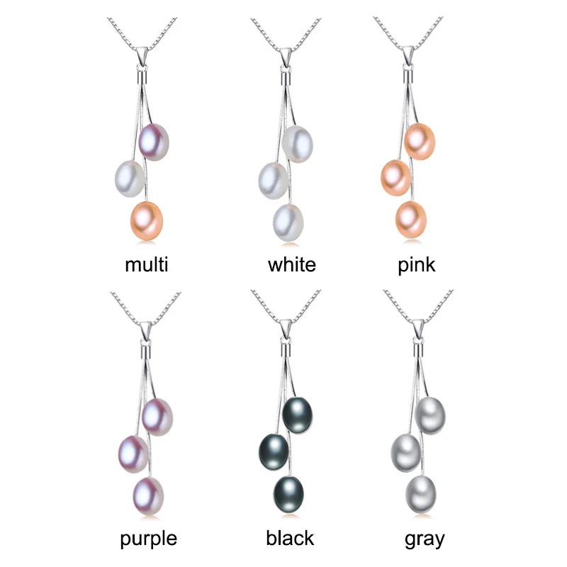 Pearl Necklace Pearl Jewelry Multicolour Natural Pendant 925 Sterling Silver For Women Gift pendant necklace silver necklace charms silver necklace silver pendant