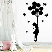 Cartoon girl Wall Stickers Creative Decor For Kids Rooms Bedroom Decoration Decal Sticker Mural creative floral girl pattern wall sticker for bedroom livingroom decoration