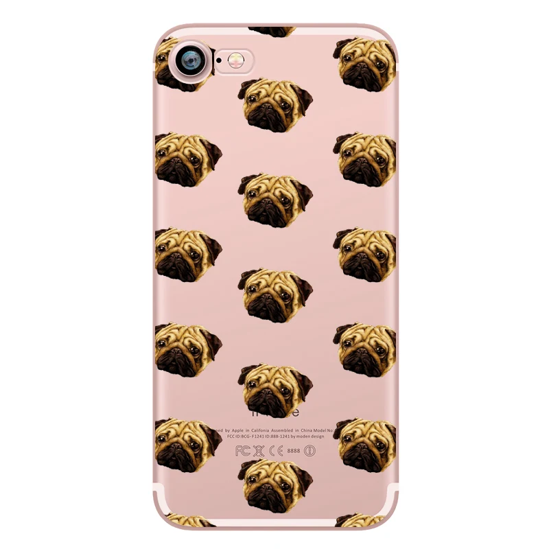 Cute Funny Pug Dog French Bulldog Puppy Silicon Transparent Soft TPU Phone Case for Apple iphone 6 5S SE 6S 7plus 5 6plus Fundas (12)