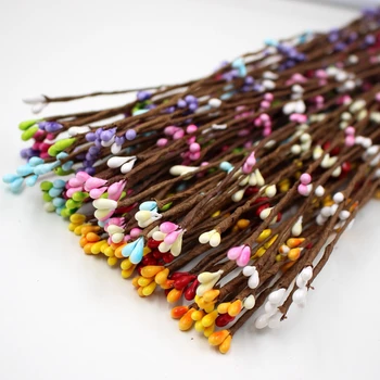 

100pcs 40cm Artificial flowers berry stem for canes bracelet crown floral arrangement crafts decoration material DIY wreath