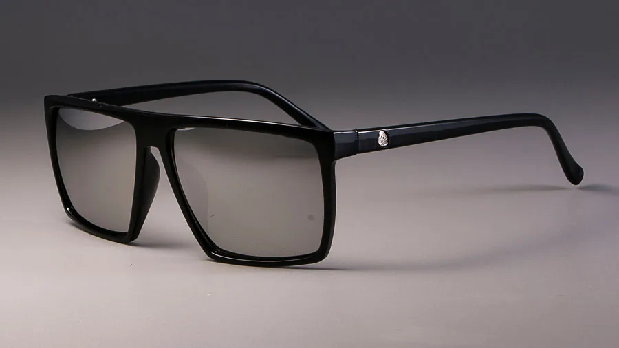 CCSPACE Ретро Квадратные Солнцезащитные очки в стиле стимпанк для мужчин и женщин, брендовые дизайнерские очки с черепом и логотипом, солнцезащитные очки с УФ-защитой - Цвет линз: black silver