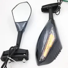 Aftermarket free shipping motorcycle parts Turn Signals Integrated Mirror Ninja 250R Z750S EX ZX6 ZX7 ZX9 ZX10R CARBON FIBER