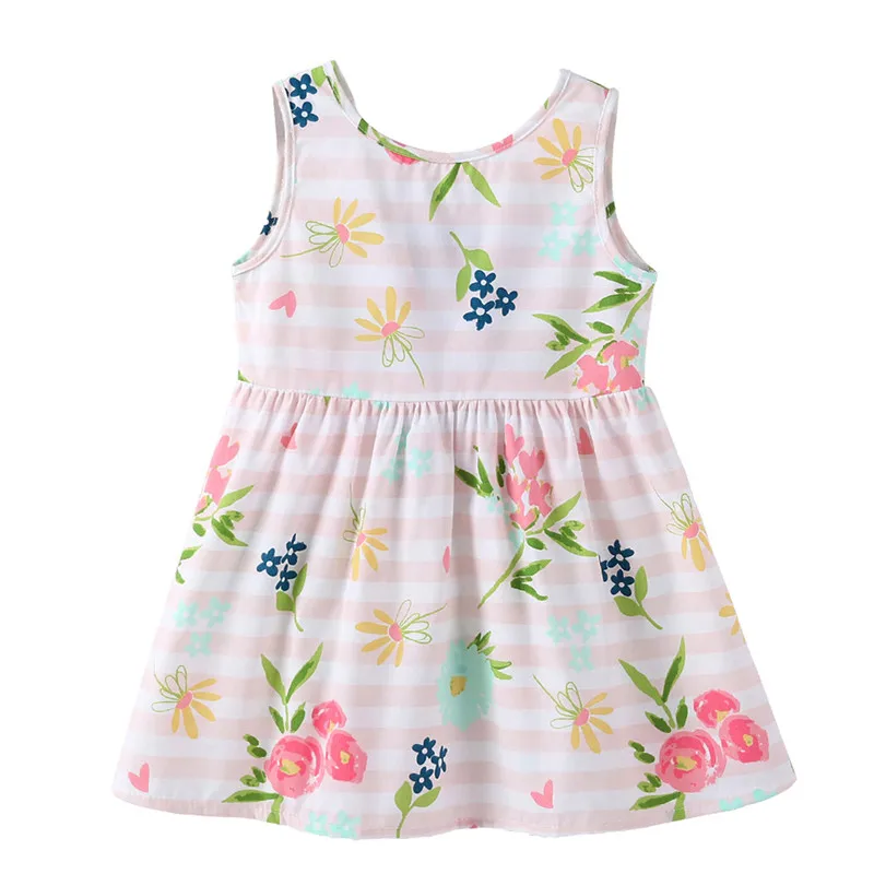 

girl dresses kids casual Toddler Baby Girls Print Sundress Short Sleeve Floral Dress Straps Bow Clothes vestidos infantil #sg