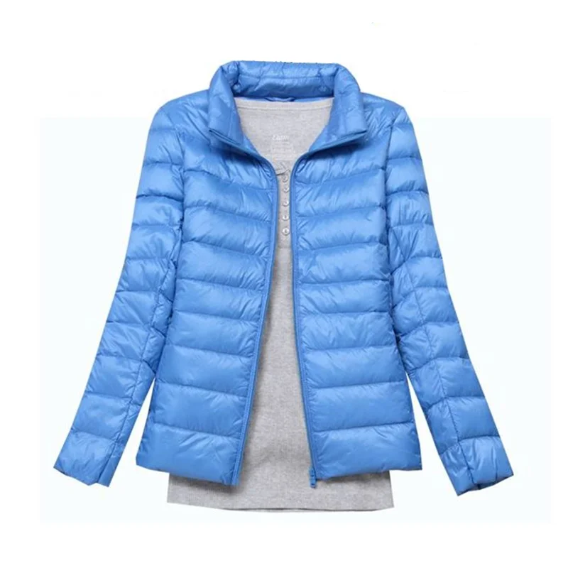 

2017 fashion women keep warm Super light thin 90% White duck down jacket/femininity Stand collar Large size down coat