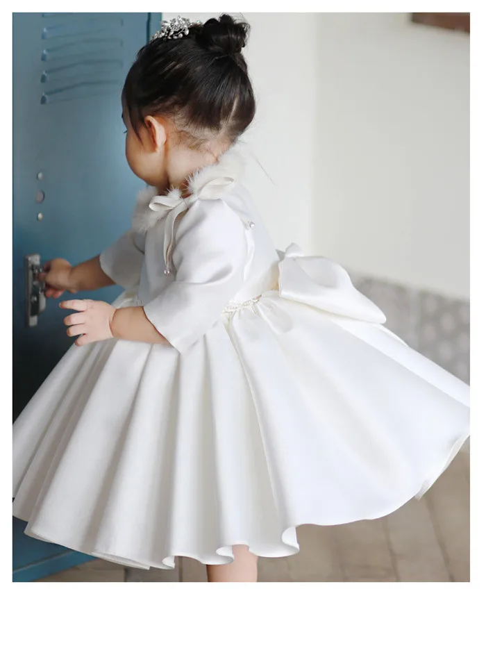 Милые Детские платья для девочек на день рождения, платье принцессы с длинными рукавами для девочек, платье для крещения для девочек от 12 месяцев до 12 лет