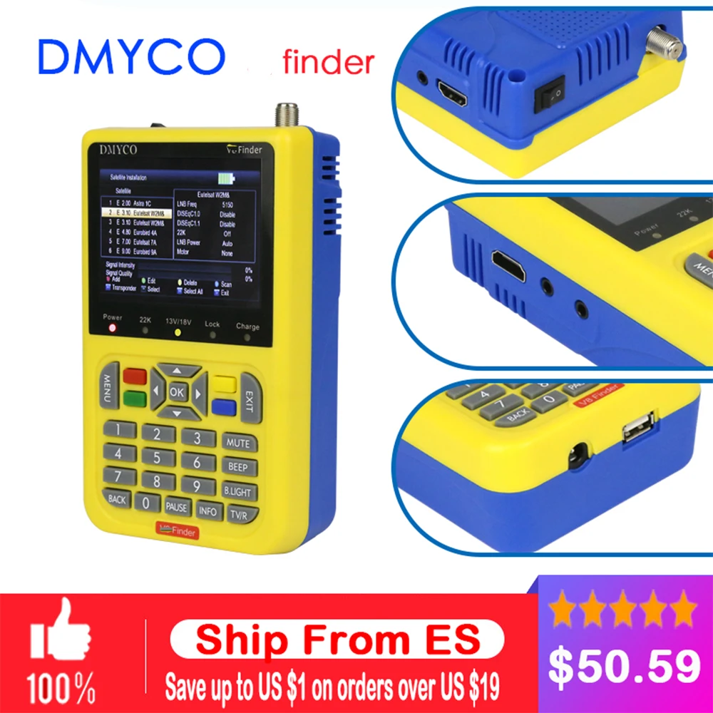100% оригинал V satelite Finder HD DVB-S2 высокой четкости спутниковый MPEG-2 MPEG-4 V8 Satlink WS-6909 |