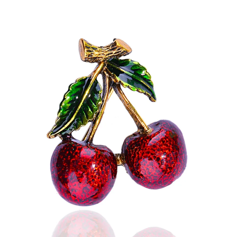 

100pcs/lot Wholesale Fashion enamel Cherry/Strawberry/blueberry Vintage colored fruit brooch pin jewelry for party/gift